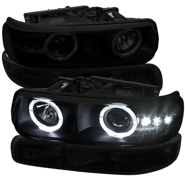 Spec-D Tuning Chevy Silverado Amber Smoke Headlight + Smoke Bumper Light 1999-2002 2LBLHP-SIV99SM-RS - main